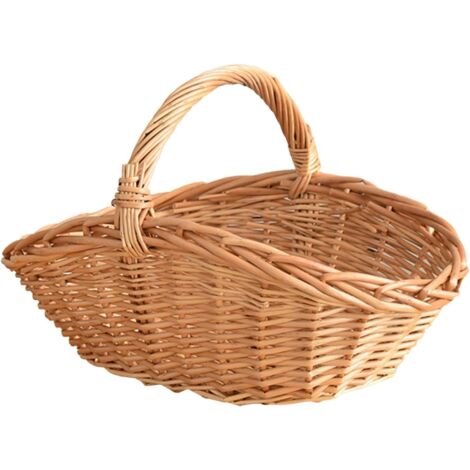 Wicker basket with handle, children's picnic basket 25x30 cm, floral picnic basket for Easter, sweets, toy storage, fruits and vegetables