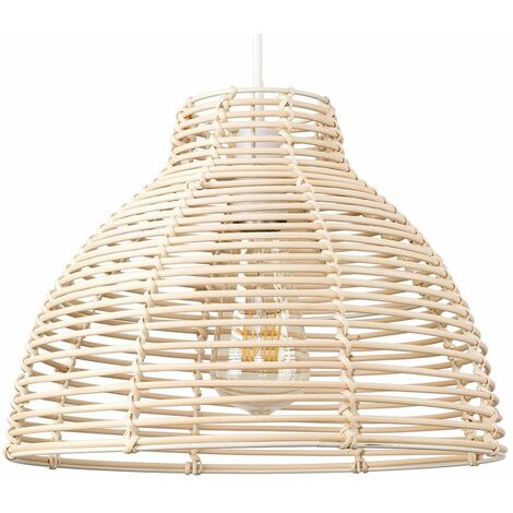 Wicker Rattan Basket Ceiling Pendant Light Shade - Cream