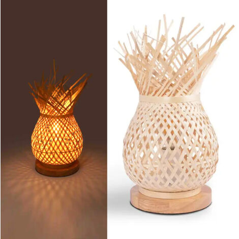 Wicker table lamp with wooden base "ARANA" E27