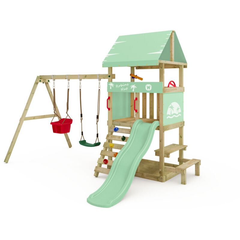 Wickey - tour de jeu DinkyHouse pour tout-petits avec toboggan et table de pique-nique – vert pastel Wickey - tour de jeu DinkyHouse pour tout-petits avec toboggan et table de pique-nique – vert pastel