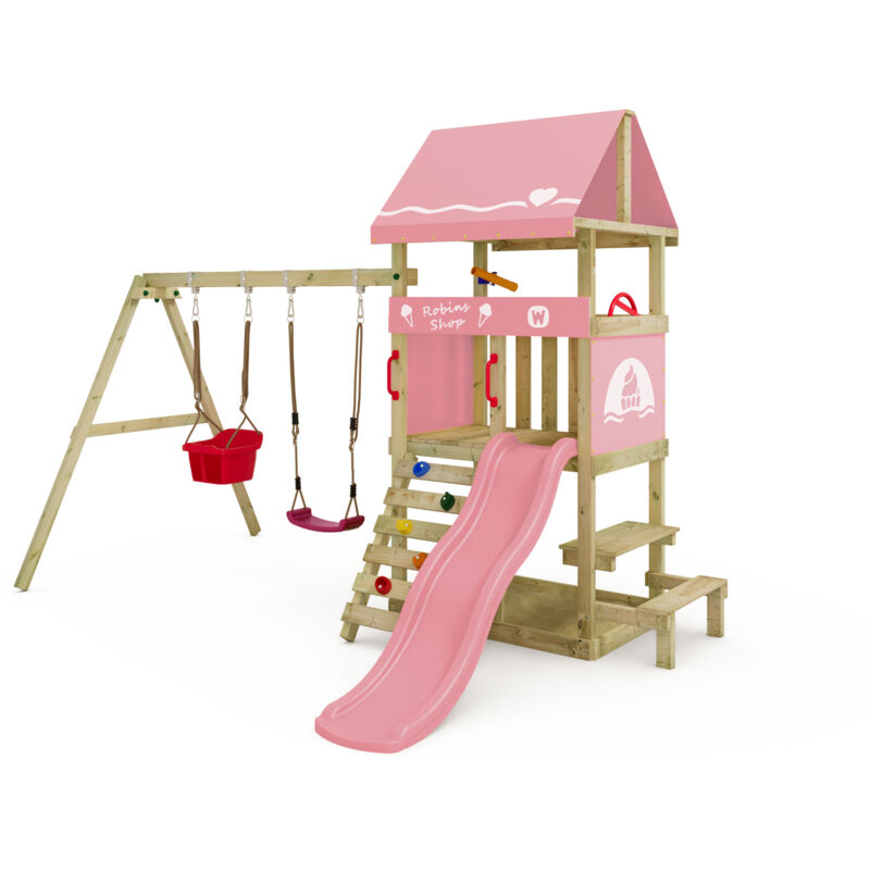 Wickey - tour de jeu DinkyHouse pour tout-petits avec toboggan et table de pique-nique – rose pastel Wickey - tour de jeu DinkyHouse pour tout-petits avec toboggan et table de pique-nique – rose pastel