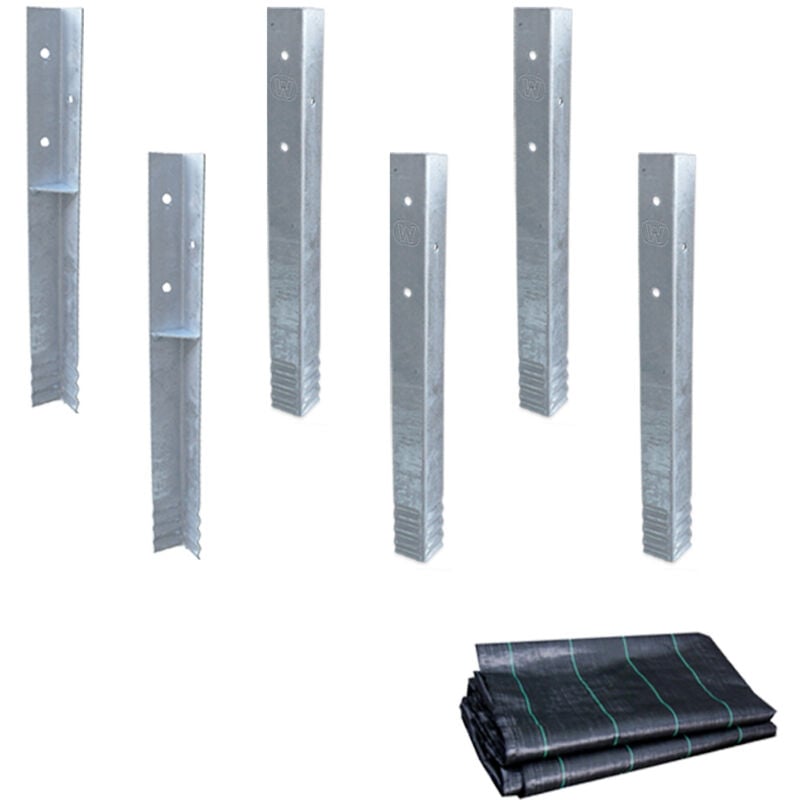 Wickey - Ancrage au sol ancrage poteau SolidLock - set de ancrages pour aire de jeux & portique balançoire avec toile anti-mauvaises herbes, ancrages