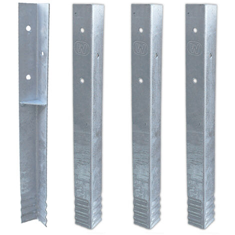 WICKEY Ancrage au sol ancrage poteau SolidLock - set de 4 ancrages pour aire de jeux & portique balançoire, ancrages en profilé pour cabane enfant & palissade