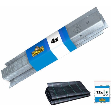 WICKEY Ancrage au sol ancrage poteau SolidLock - set de ancrages pour aire de jeux & portique balançoire avec toile anti-mauvaises herbes, ancrages en profilé pour cabane enfant & palissade