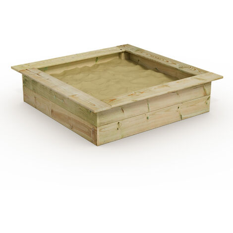 Wickey – Bac à sable en bois imprégné 120 x 120 cm – Rebord d’assise confortable – Résistant aux intempéries – Pour jeux en extérieur