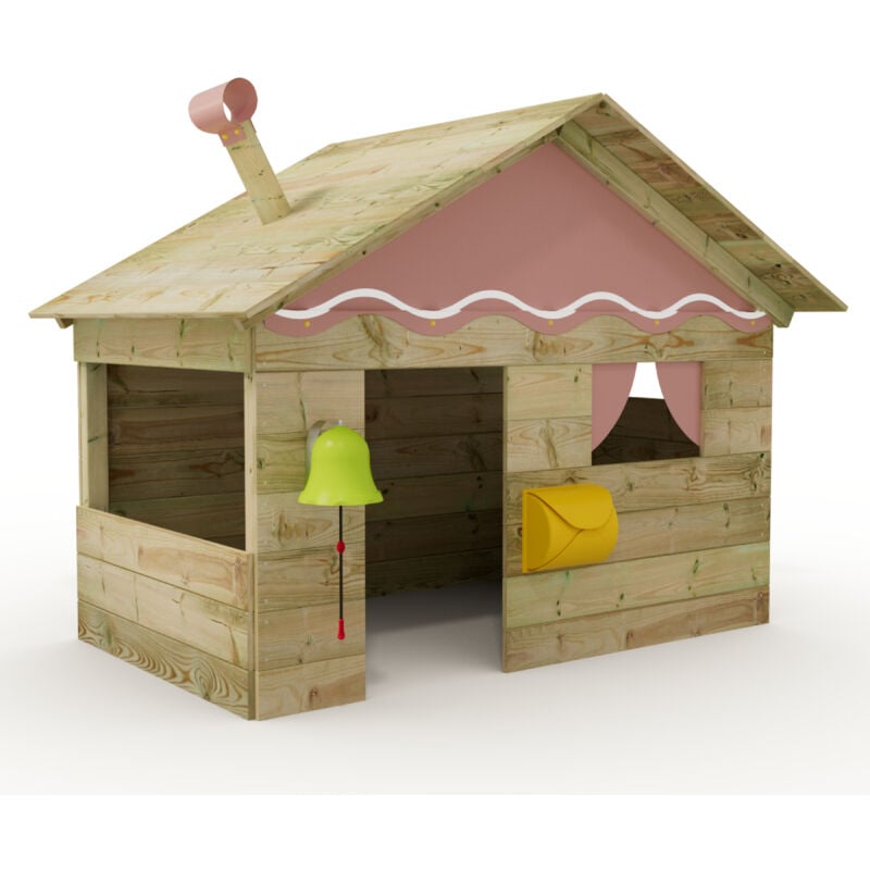 Wickey - Hostel – Cabane enfant en bois - rose pastel
