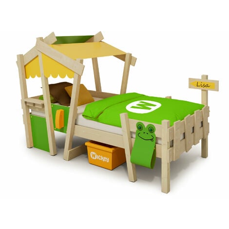 NO BRAND Wickey Lit enfant, Lit maison Crazy Candy bâche Lit en bois 90 x 200 cm - vert/pommevert