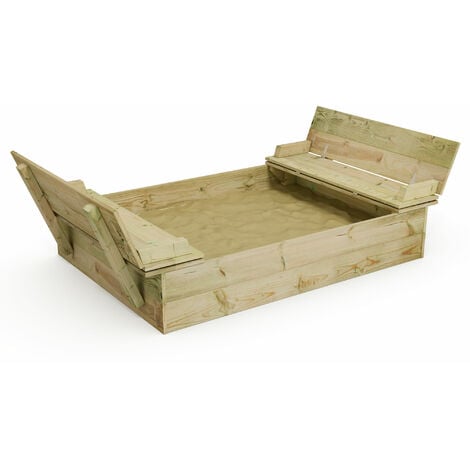 WICKEY Sandkasten Flippey mit Klappdeckel - Sandkasten mit Sitzbank und integriertem Deckel