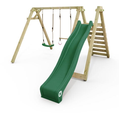 WICKEY Schaukelgestell Kinderschaukel Smart Swift mit Rutsche Schaukel, Schaukelgerüst, Doppelschaukel, Holzschaukel