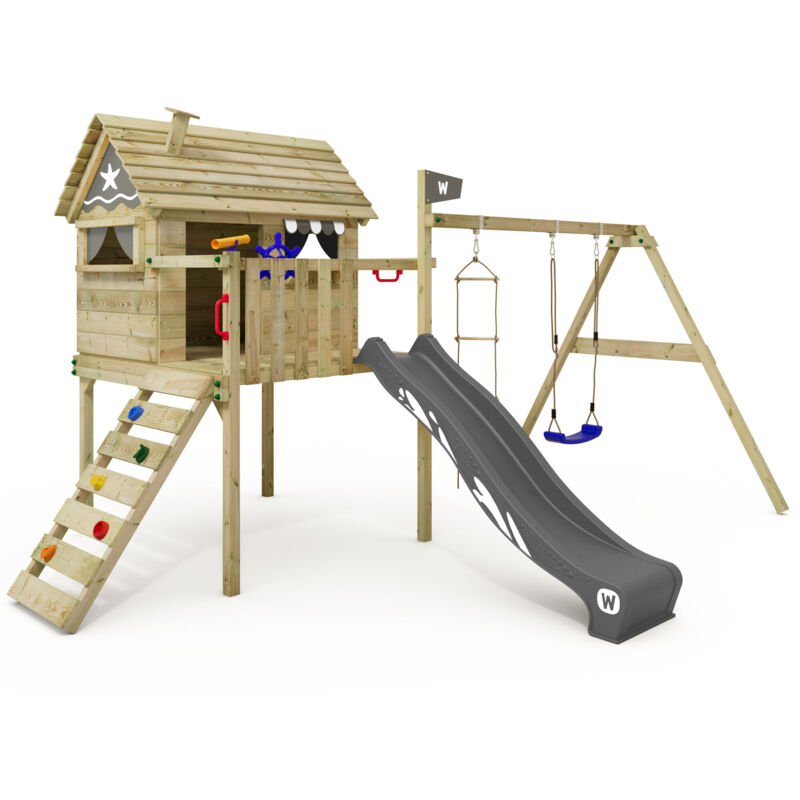 Wickey Smart Travel Playhouse On Stilts With Swing And Playhouse In Anthracite