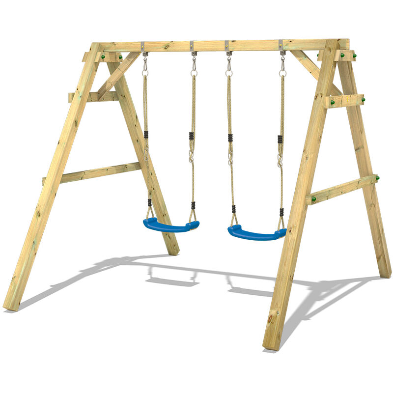 Wooden swing set Sky Dancer Prime with Climbing extension Children's swing - blue - Wickey