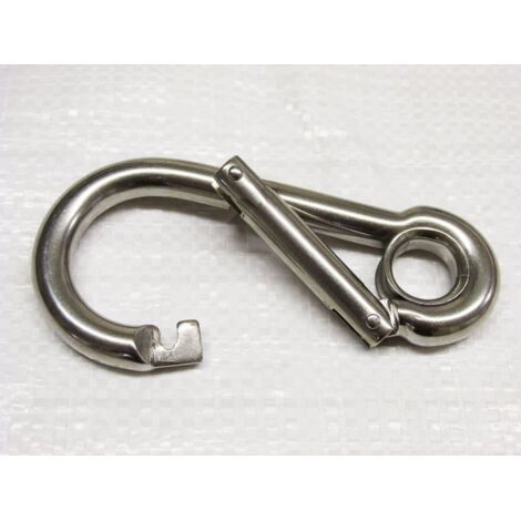 Wide Opening Snap Carabina Clip 8MM - With Eyelet (Stainless Steel Spring Carabiner Rope Carbine Hook)