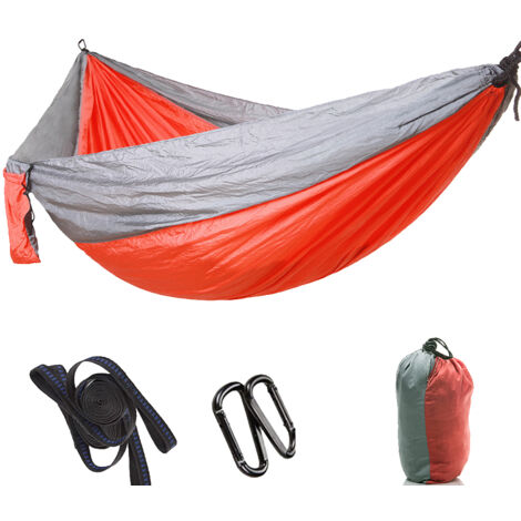 Widen Lengthen Outdoor Hanging Bed Camping Travel Hammock Sleeping Swing(Grey+Orange)