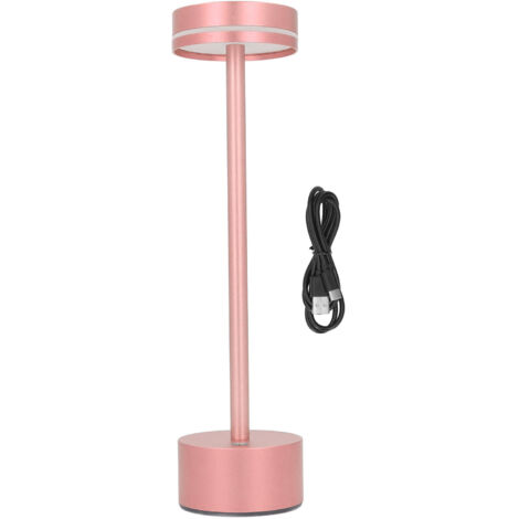 Wiederaufladbare 3-Farben-LED-Schreibtischlampe mit Touch-Steuerung, kabellos für Schlafzimmer, Büro, Zuhause, Roségold