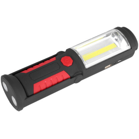 Wiederaufladbare 3-W-COB-LED-Campingtaschenlampe mit Magnethalterung, rot, für Notfälle und Arbeit