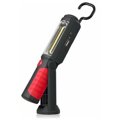 Wiederaufladbare 3-W-LED-Taschenlampe mit Freisprechfunktion, 2-in-1-COB-LED-Arbeitsleuchte für Camping, Wandern, Auto, Garage und Werkstatt, zwei Leuchtmodi, Rot