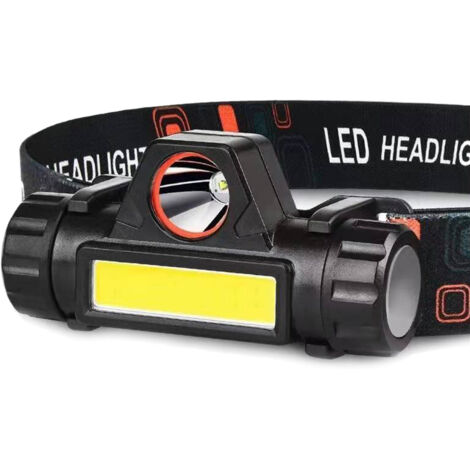 Wiederaufladbare ABS-Stirnlampe per USB, leistungsstarkes Fernlicht für Camping, Nachtangeln, Nachtradfahren, zwei Lichtquellen.