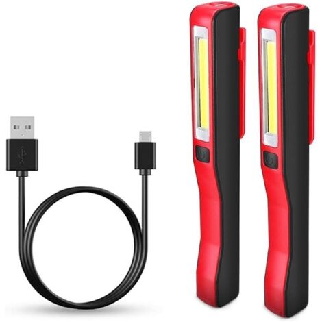 Wiederaufladbare Arbeitsleuchte LED Tragbare Lampe, Werkstattlampe für Camping Garage Notfall mit Magnetclip (2 Stück)