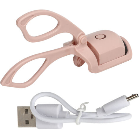 Wiederaufladbare, beheizbare Wimpernzange mit USB-Anschluss, 2 Heizstufen, schnelles Vorheizen für natürlich geschwungene Wimpern – Pink