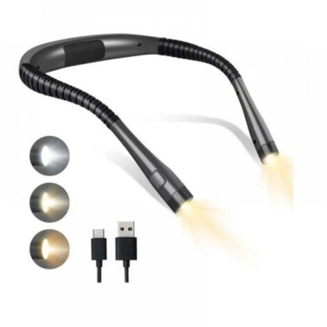 Wiederaufladbare Buchleselampe, Lampe zum Lesen im Bett, 6 Helligkeitsstufen, Faltbare Arme, Lange Lebensdauer, Perfekt zum Lesen, Stricken, Reparieren
