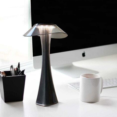 Wiederaufladbare Designer-Tischleuchte, berührungsempfindliche LED-Tischleuchte – Dimmbare 3-W-USB-Nachttischleuchte aus Titan, kabellose Schreibtischlampe mit Akku und Lampenschirm für Schlafzimmer, 
