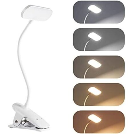 Wiederaufladbare kabellose LED-Schreibtischlampe, Klemmleuchte mit 36 LEDs, Leselampe mit 5 Farbtemperaturen und 5 Helligkeitsstufen