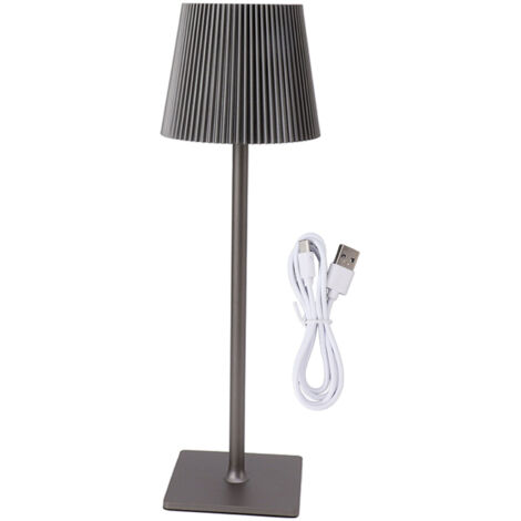 Wiederaufladbare, kabellose LED-Tischleuchte, 3 Farbtemperaturen, Metallic-Touch, tragbar, Grau