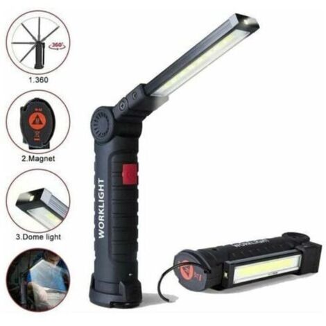 Wiederaufladbare LED-Arbeitsleuchte, 800 Lumen – 5 Leuchtmodi – Magnetfuß – Wasserdicht für Baustellen und Camping