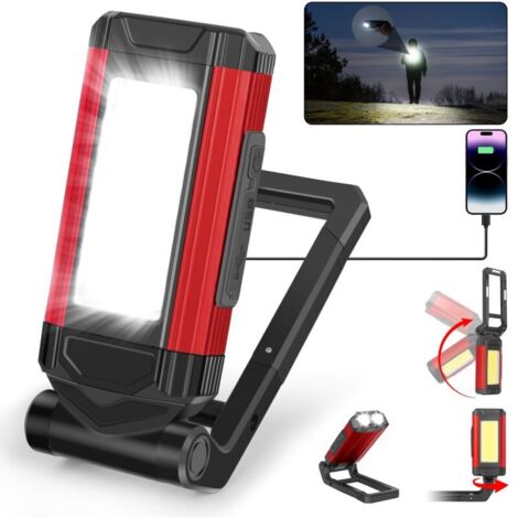 Wiederaufladbare LED-Lampen, LED-Arbeitsleuchten für Mechaniker mit Schwenkhalterung und Klapphaken, COB-Taschenlampe mit Magnet für Auto, Werkstatt, Camping und Notfälle - Geschenk für Männer (1 Stüc
