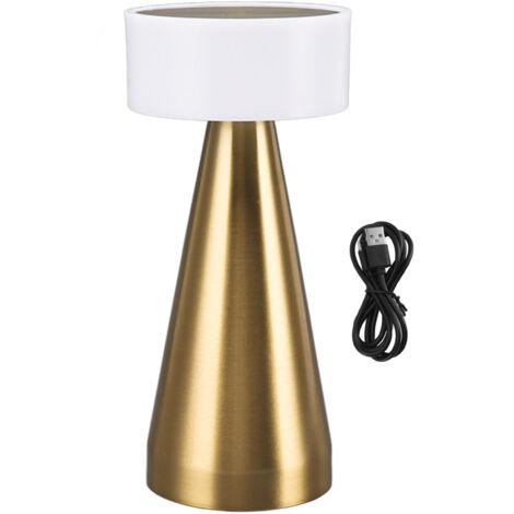 Wiederaufladbare LED-Nachttischlampe mit 3 Farbtemperaturen und stufenloser Dimmfunktion, 1800-mAh-Akku, goldfarben, ideal für den Nachttisch