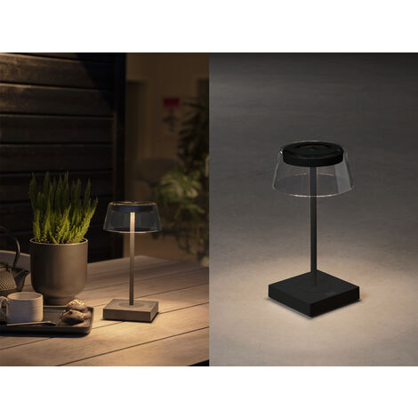Wiederaufladbare LED Outdoor Akku Tischleuchte SCILLA dimmbar Schwarz, Höhe 27cm