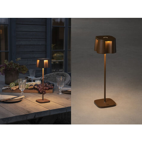 Wiederaufladbare LED Outdoor Tischleuchte NICE dimmbar in Rostoptik, Höhe 36cm