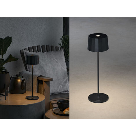 Wiederaufladbare LED Outdoor Tischleuchte POSITANO dimmbar in Schwarz, Höhe 35cm