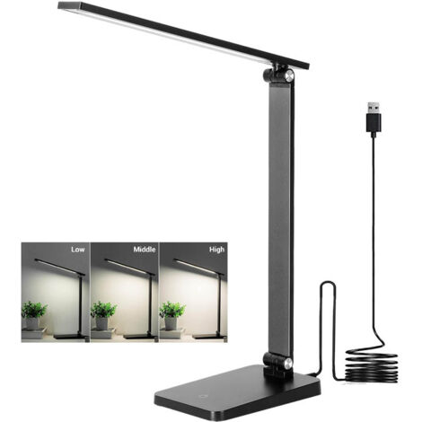 Wiederaufladbare LED-Schreibtischlampe mit Touch-Bedienung, dimmbar, für Zuhause, Büro und Schlafzimmer, Akkuversion