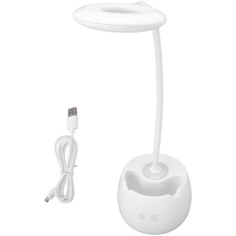 Wiederaufladbare LED-Schreibtischlampe mit USB-Anschluss, 3 Touch-Modi, sanftes Licht zum Lesen und für den Bürogebrauch, mit Stifthalter