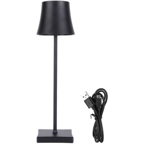 Wiederaufladbare LED-Schreibtischlampe mit USB-Anschluss, berührungsempfindliches Umgebungslicht für Schlafzimmer und Büro, Schwarz