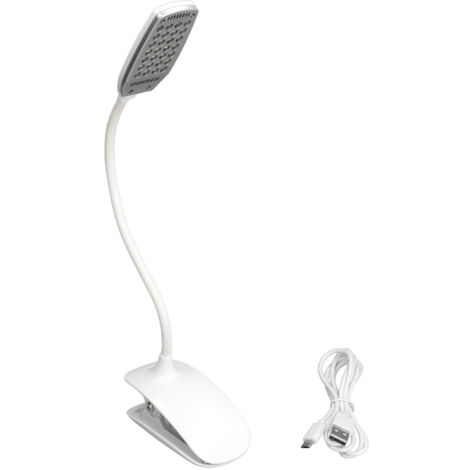 Wiederaufladbare LED-Schreibtischlampe mit USB-Anschluss, sanftes Licht zum Lesen, flexibel und mit Clipverschluss, 28 augenschonende LEDs, ideal für Arbeitszimmer und Büro