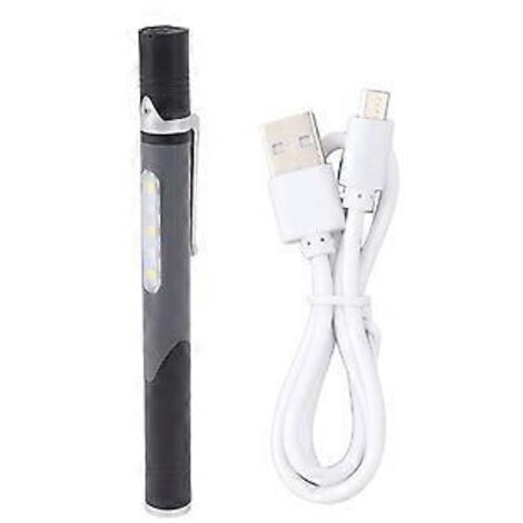 Wiederaufladbare LED-Stiftlampe mit USB-Micro-Anschluss (5 V/3,7 V, 300 mAh), grau, IPX6, Mini-Stiftlampe für Inspektionsarbeiten und Reparaturen