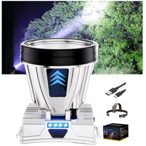Wiederaufladbare LED-Stirnlampe, 1200 mAh Akkulaufzeit x 2, 40 LEDs mit 3 Leistungsmodi – Weißes Licht