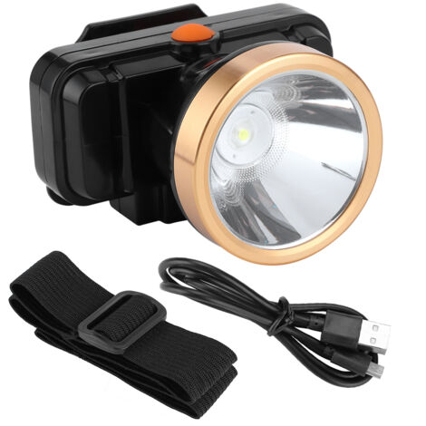 Wiederaufladbare LED-Stirnlampe per USB, 3 Leuchtmodi, wasserdicht nach IPX4, ideal für Camping, Angeln und Wandern