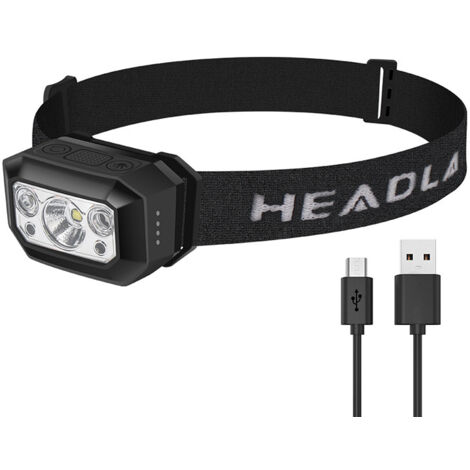 Wiederaufladbare LED-Stirnlampe, Rot, Weiß, Blau, Grün, Super-Stirnlampe, 9 Modi, 630 LumenWasserdicht. Anwendbar.