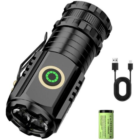 Wiederaufladbare LED-Taschenlampe – Mini und ultrahell – Kleine magnetische Taschenlampe – 1500 Lumen – 5 Leuchtmodi – Lange Akkulaufzeit – 3 leistungsstarke LEDs – Wasserdicht (IPX5) – Ideal für Camp