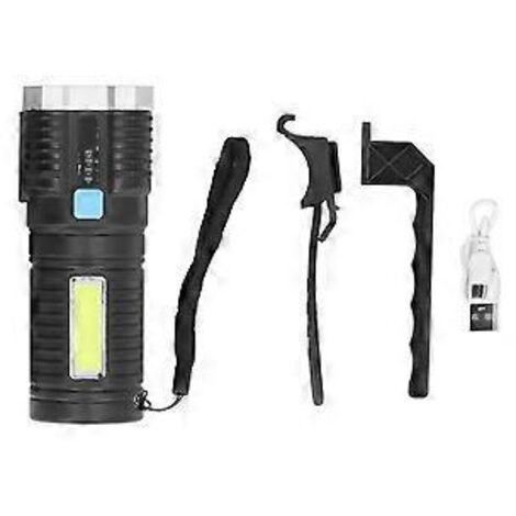 Wiederaufladbare LED-Taschenlampe mit USB-Ladefunktion, COB-Seitenlicht, 800-mAh-Akku, 4 Modi, vielseitig einsetzbar