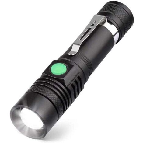 Wiederaufladbare LED-Taschenlampe per USB, 600 Lumen, IP65 wasserdicht, 4 Leuchtmodi, Zoom-Taschenlampe für Haushalt, Camping, Wandern und Notfälle (Batterie enthalten)