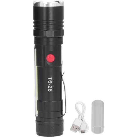 Wiederaufladbare LED-Taschenlampe per USB, wasserdicht, 4 Modi, magnetisch für Wanderungen und Notfälle