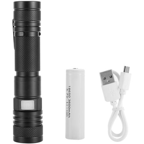 Wiederaufladbare LED-Taschenlampe per USB, wasserdichtes Aluminium, hohe Helligkeit für Notfälle im Freien