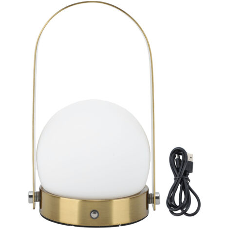 Wiederaufladbare LED-Tischleuchte mit 3 dimmbaren Farbtemperaturen für den Innen- und Außenbereich, goldfarben