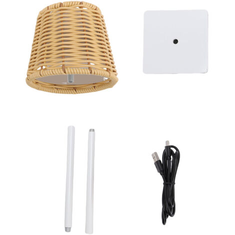 Wiederaufladbare LED-Tischleuchte mit Touch-Steuerung, 120 lm, 3 Farbtemperaturen, Design aus gewebtem PC-Rattan, ideal für Wohnzimmer, Schlafzimmer und Bar