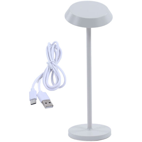 Wiederaufladbare LED-Tischleuchte mit USB-Anschluss, modernes minimalistisches Design, ergonomische IP54-Leseleuchte für das Wohnzimmer, Weiß