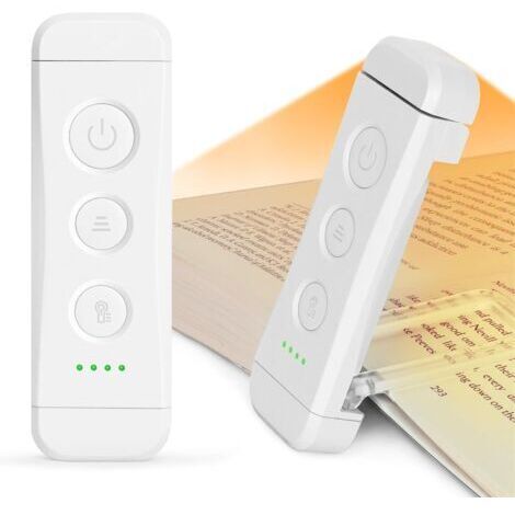 Wiederaufladbare Leselampe – 3 warme Farbtöne x 5 Helligkeitsstufen, ideales Geschenk für Leseratten – 1 Stück, weiß